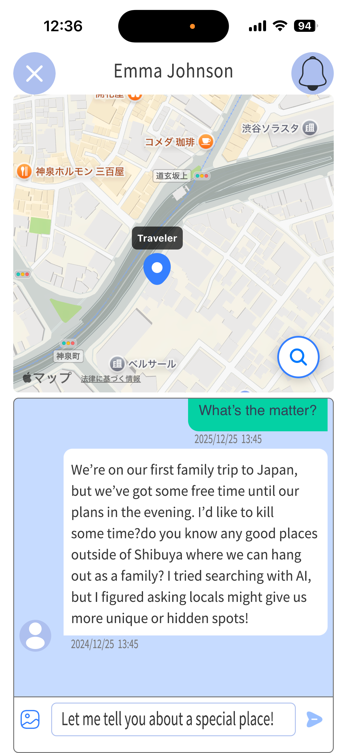 Screenshot of chat screen